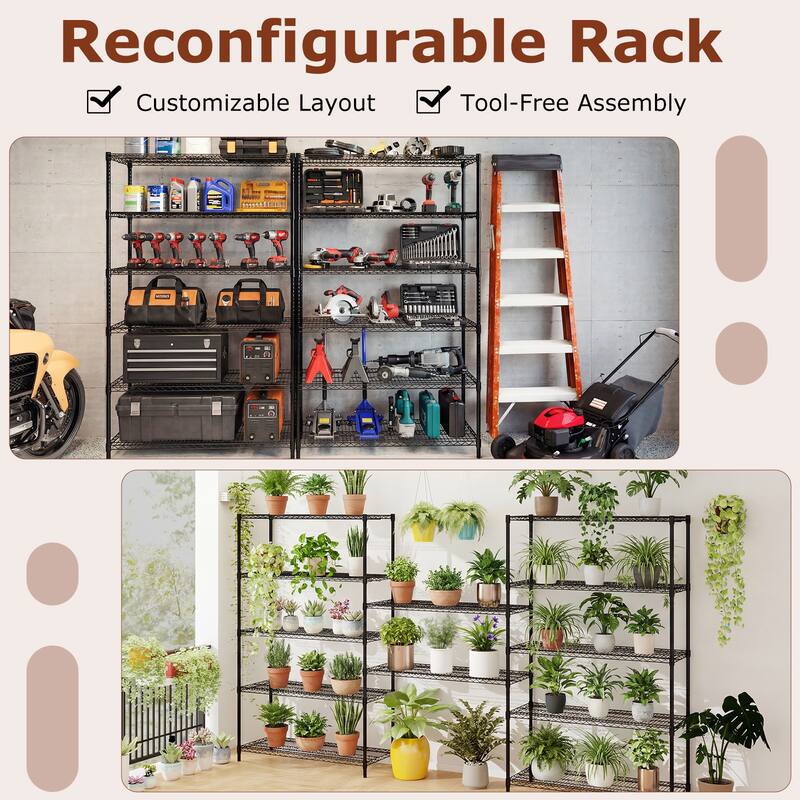 Gymax 6-Tier Metal Storage Shelving Unit w/V-Shaped Wire Rack for Home