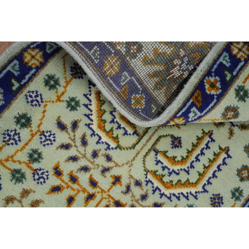 Hand Knotted Oriental 100% Wool Carpet Traditional All-Over Green Ziegler Runner Rug - 7' 11'' X 2' 6''