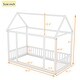 preview thumbnail 33 of 76, Pine Wood Floor Wooden Bed with House Roof Frame and Safety Guardrails
