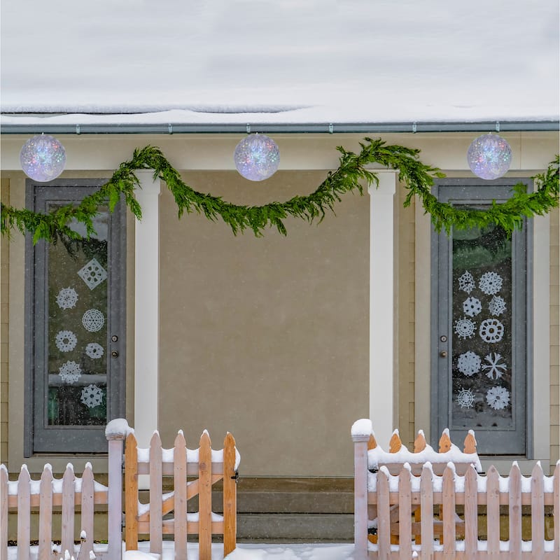 6" LED Multi-Color Hanging Crystal Sphere Outdoor Christmas Decoration