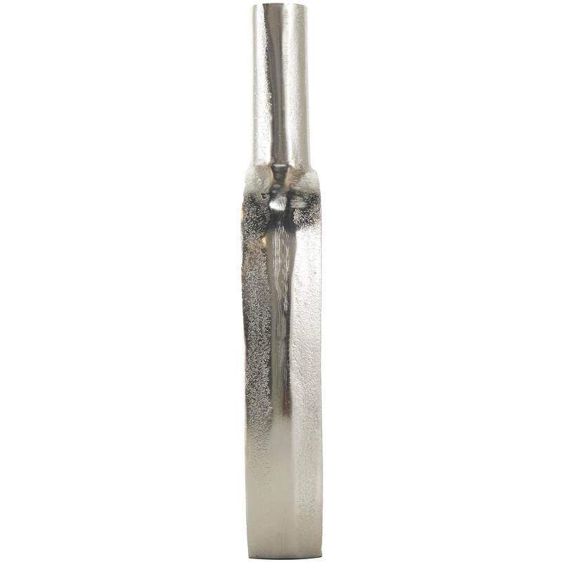 Aluminum Metal Geometric Circular Decorative Vase with Linear Etchings - Gold or Silver - Roche River Decor