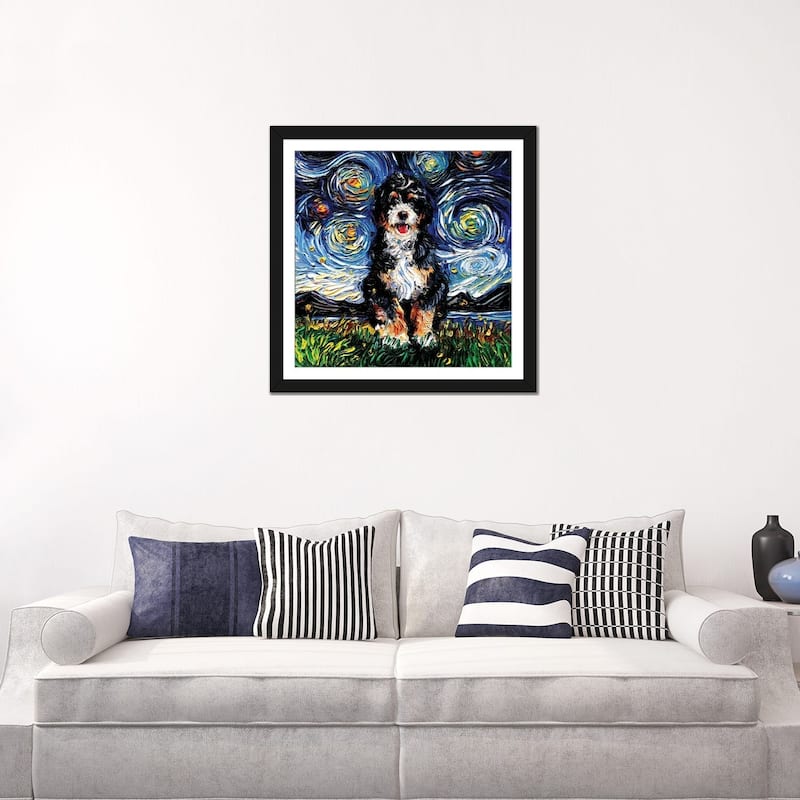 iCanvas "Bernedoodle Night" by Aja Trier