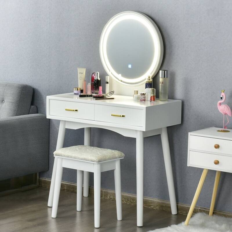 Vanity Dressing Table Set with 3 Lighting Modes - 31.5" x 16" x 52" (L x W x H)