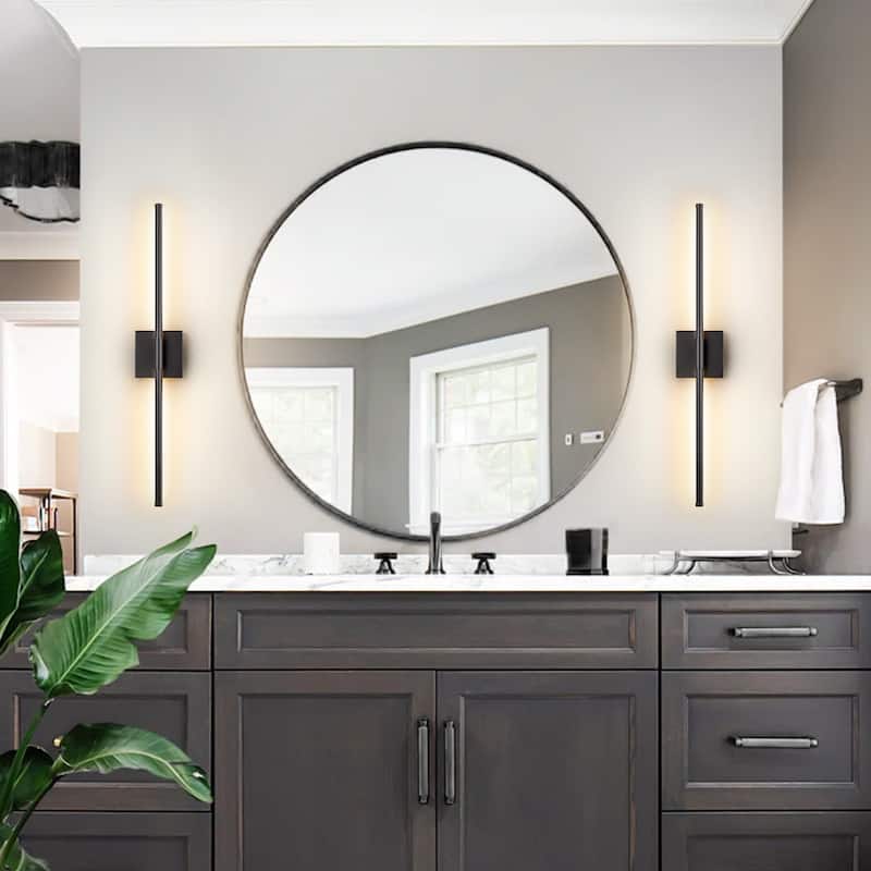 1-Light Modern Linear Aluminum Dimmable Integrated LED 3000K Warm Light Bathroom Vanity Lights for Mirror