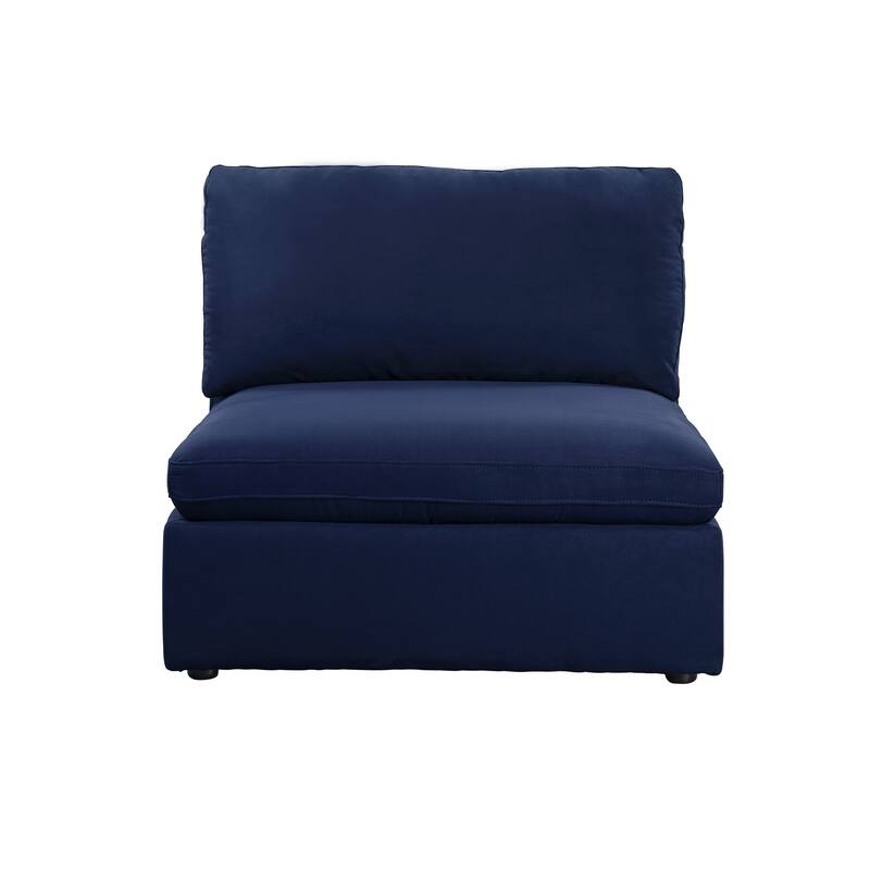 Armless Chair with Fabric Seat and Pillow Back, Blue