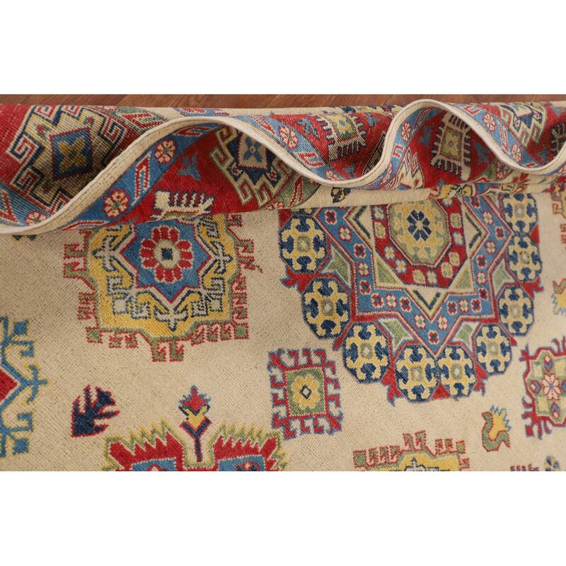 Oriental Beige Kazak Rug Hand-Knotted Wool Carpet - 5'6" x 7'8"