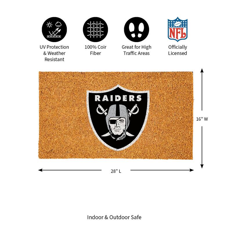 Coir Door Mat, 16"x 28", Las Vegas Raiders - 28" x 16"