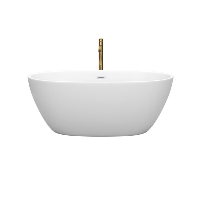 Wyndham Collection Juno 59-Inch Matte White Freestanding Tub w/ Faucet