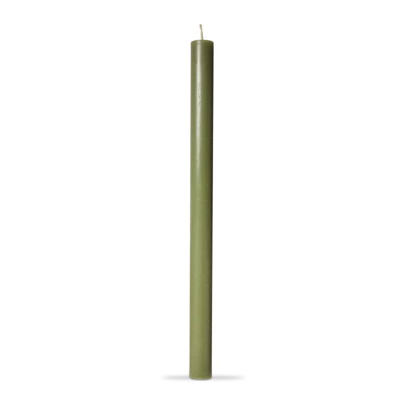 Color Studio 12" Straight Taper Unscented Smokeless Paraffin Wax Candle Olive Green, Burn Time 12 hrs. Set 12
