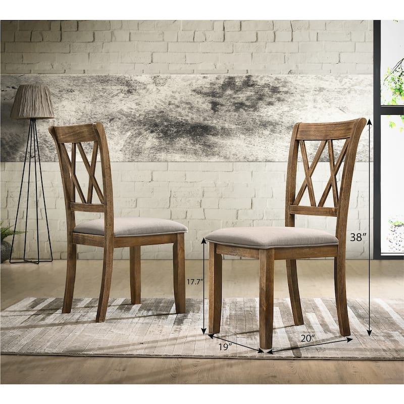 Roundhill Furniture Enna Morden Farmhouse Wood 5-Piece Trestle Dining Set, Brushed Driftwood Finish