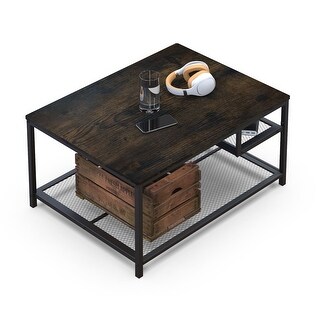 Ctex Table CTEX Industrial 2-Layers Metal Coffee Table with Storage Shelf for Home ...