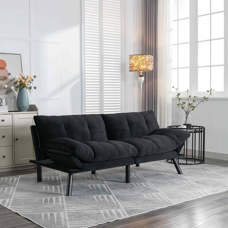 Modern Upholstered 2-Seater Sofa Bed with Adjustable Backrest and Armrests - 70:l