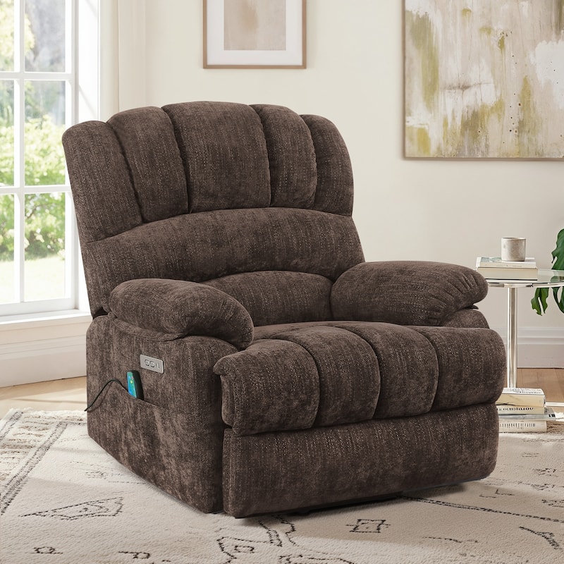 Electric Recliner Chair Lift Recliner with Heat and Massage for Adults - Dark Brown