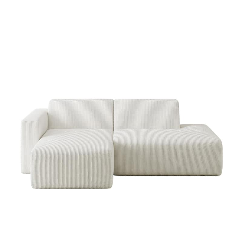 94" W Corduroy Upholstered Fully Sponge Molded Modular Sectional Sofa
