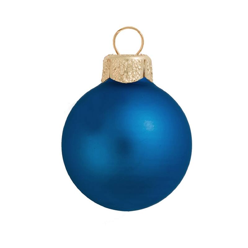 Matte Finish Glass Christmas Ball Ornaments - 4" (100mm) - Blue Cobalt - 6ct