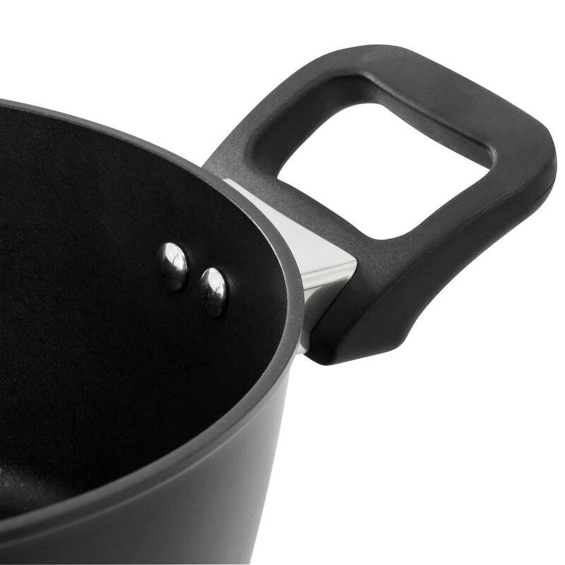 Oster Connelly 4 Quart Textured Nonstick Aluminum Dutch Oven with Lid in Black