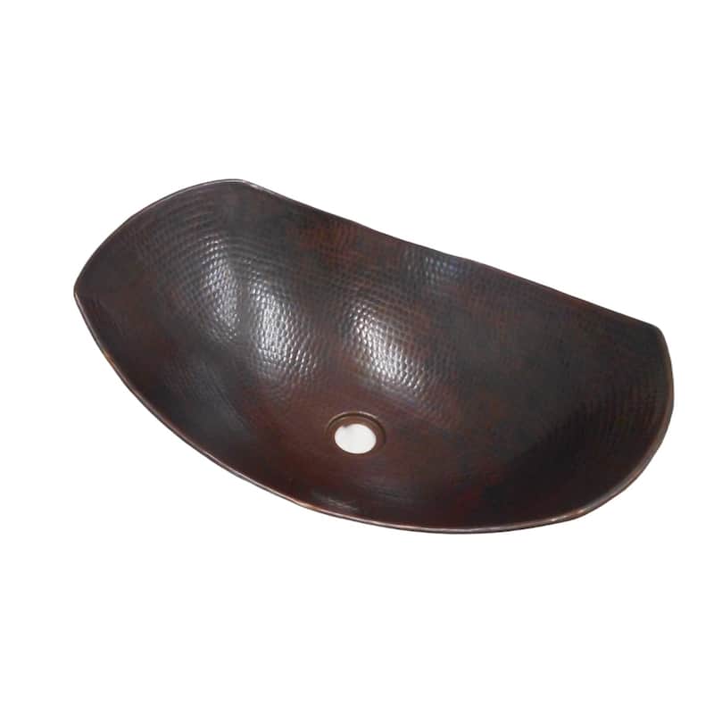 20" Oval Copper Vessel Bathroom Sink Sleigh Style by SimplyCopper - 20" x 14.5" x 5" Center 7" Ends