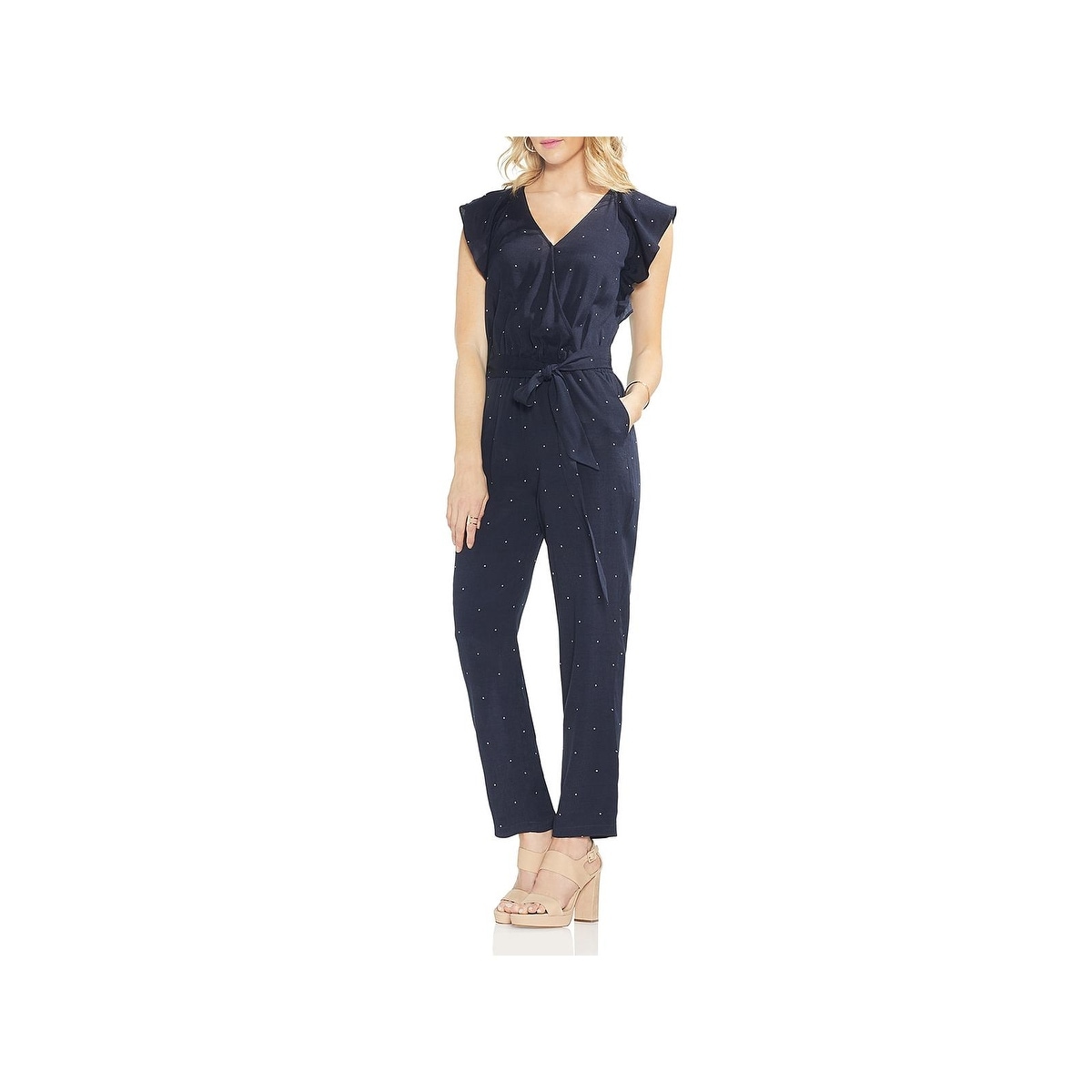 vince camuto tie waist crepe jumpsuit