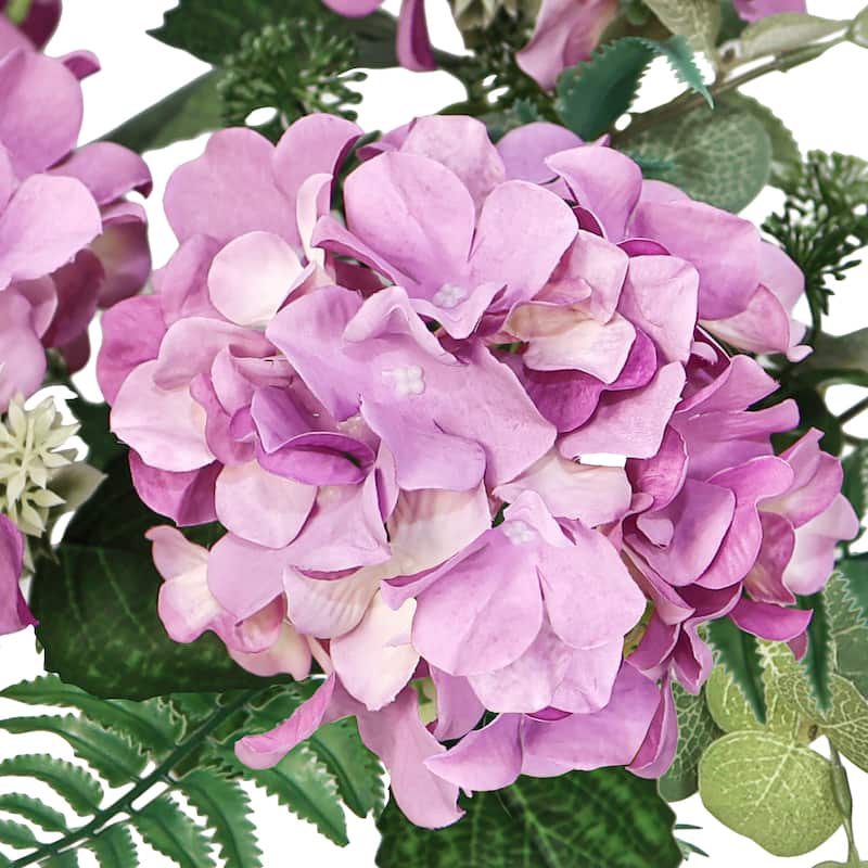 Set of 2 Lavender Purple Artificial Hydrangea Flower Stem Bush Bouquet 19in - 19" L x 12" W x 12" DP
