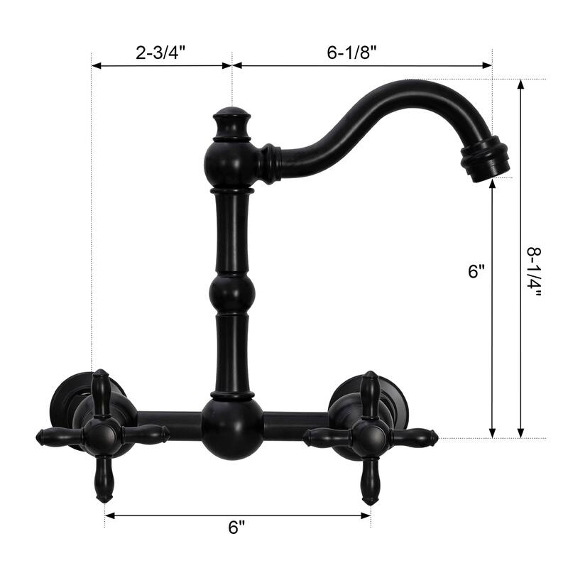 Akicon Bathroom Faucets - Wall Mount Bathroom Sink Faucet with 2 Cross Handles