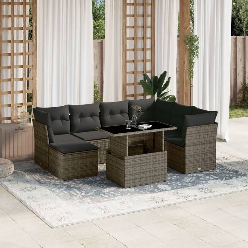 8-Piece Modular Patio Sofa Set - Gray - 21.7 x 39.4 x 28.7 in