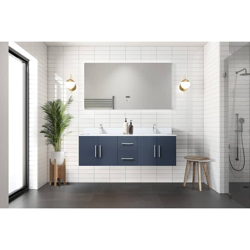 Geneva 60 in. W x 22 in. D Dark Grey Double Bath Vanity and Cultured Marble Top