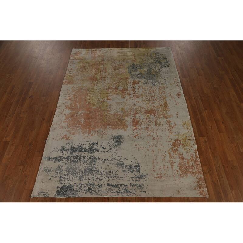 All-Over Abstract Contemporary Area Rug Hand-Knotted Wool Carpet - 5'6" x 8'0"