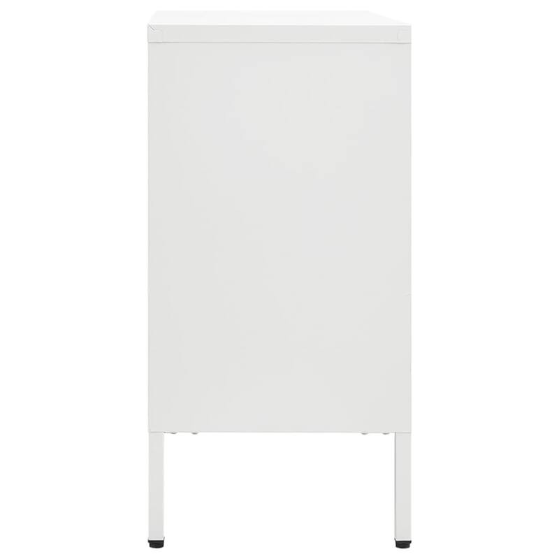 vidaXL Sideboard White 29.5"x13.8"x27.6" Steel and Tempered Glass