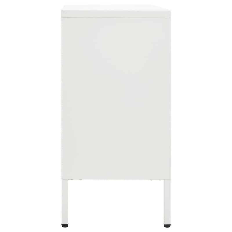 vidaXL Sideboard White 41.3"x13.8"x27.6" Steel and Tempered Glass