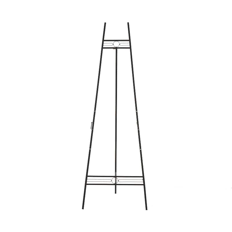 Metal Geometric Tall Adjustable 3 Tier Display Easel with Chain Support - Black or Gold - Roche River Decor