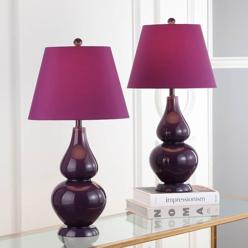 SAFAVIEH Lighting Demetria 27-inch Double Gourd White Table Lamp (Set of 2) - 14"x14"x26" - 14Wx14Dx26H