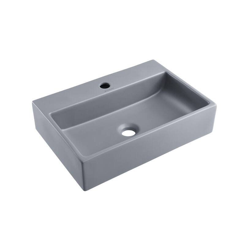 Claire 20” Rectangle Ceramic Vessel Sink in Matte Grey