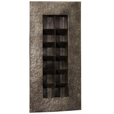 12-Pocket Black Zinc Metal Wall Planter