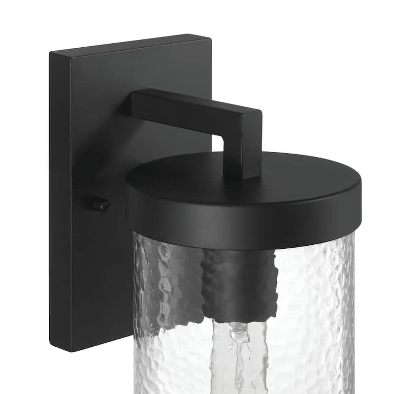 Aria Textured Water Glass and Metal Wall Mounted Outdoor Light - 6.7"L x 5.3"W x 12.5"H