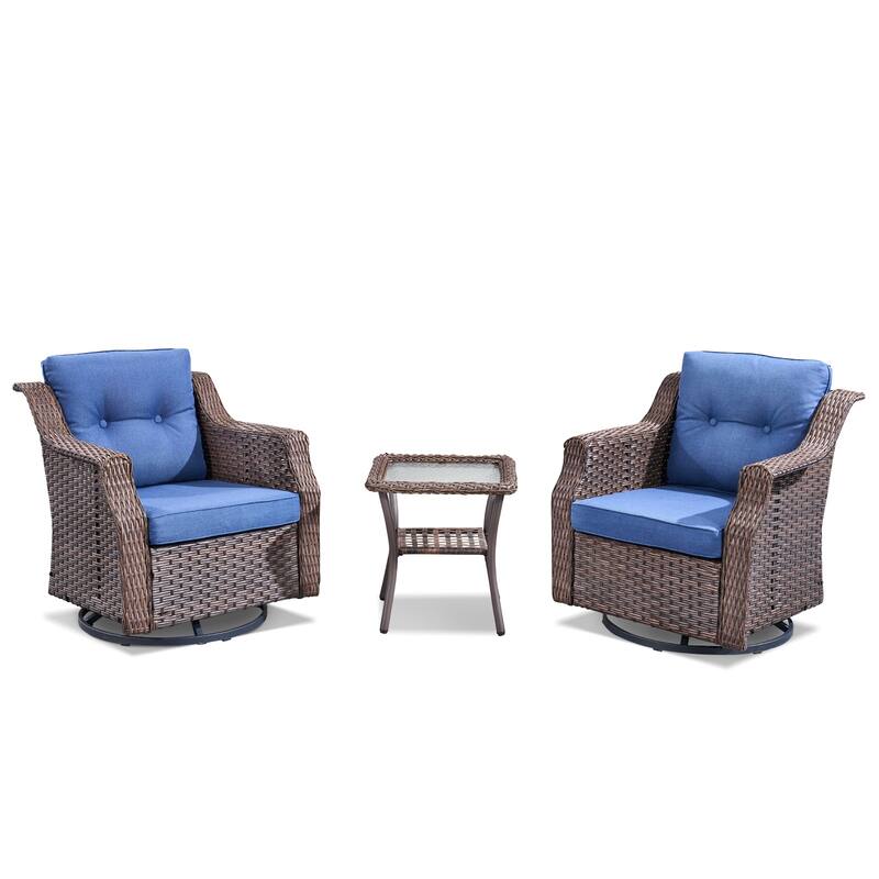Pocassy 6-Piece Patio Swivel Chair with Side Table