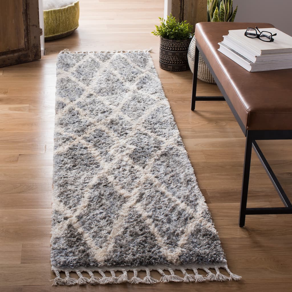 SAFAVIEH, Berber Fringe Ansje Mena Trellis Rug - 2' x 8' Runner