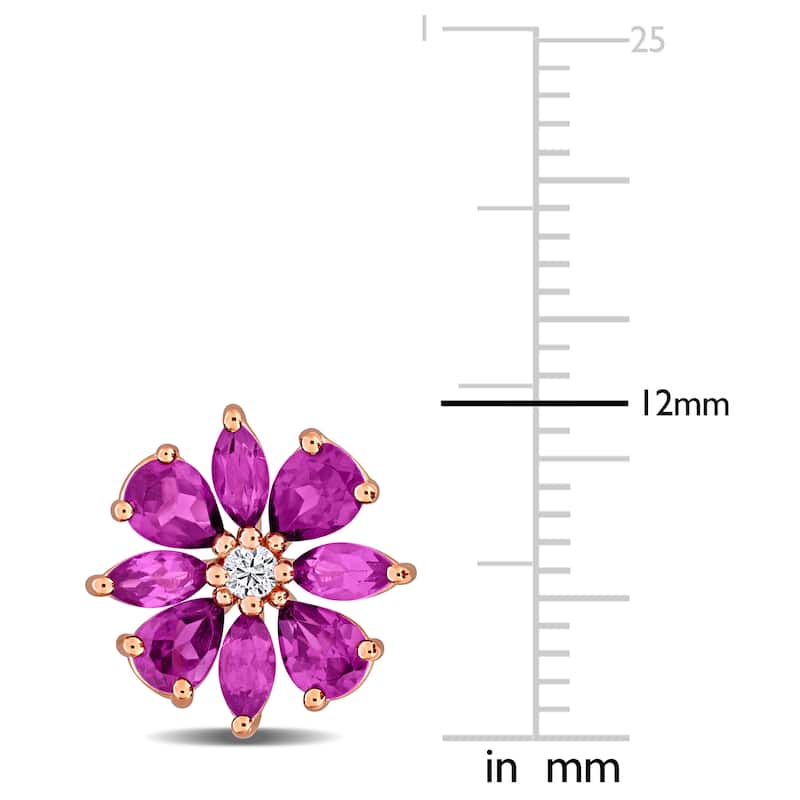 Miadora Multi-Gem Flower Stud Earrings Sterling Silver