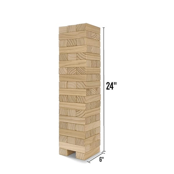 dimension image slide 1 of 2, Yard Games Large Tumbling Timbers 24" Wood Block Stacking Game w/ Case, Natural - 12.5 x 9.8 x 9.3 inches