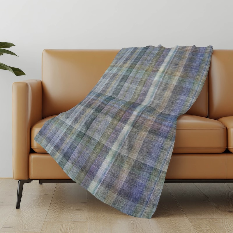 Premium Machine Washable Modern Plaid Sherpa Throw Blanket