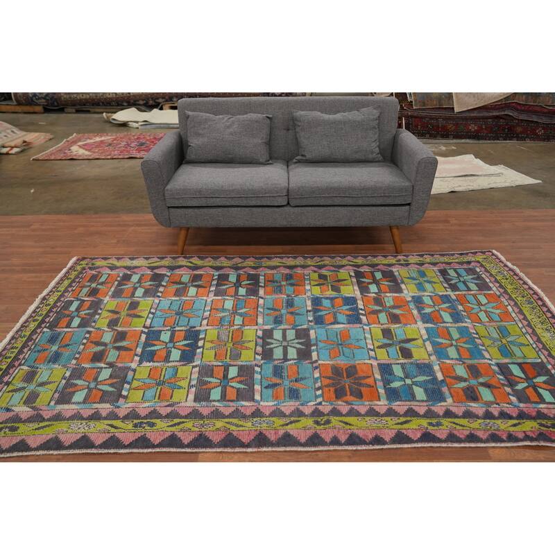 Hand Knotted Oriental 100% Wool Carpet Traditional All-Over Multi-Colored Tabriz Area Rug - 8' 8'' X 4' 10''