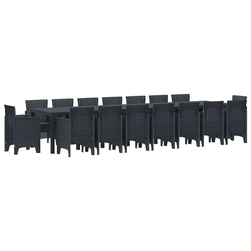 vidaXL Garden Dining Set 17 pcs Poly rattan - 157 x 39 x 29