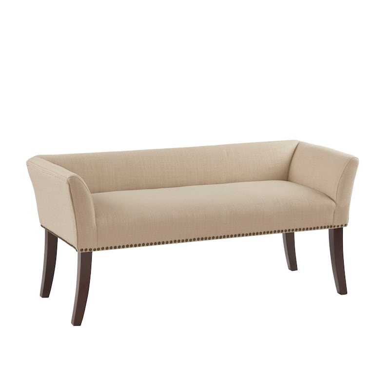 Madison Park Welburn 49.5" Upholstered Bench with Back & Wood Legs
