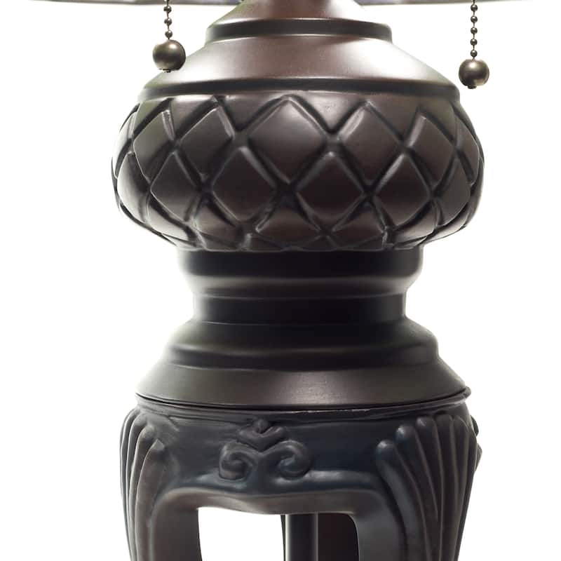 Tulip River of Goods Tiffany-Inspired Red and Green Stained Glass 33.25-Inch Table Lamp - 22" x 22" x 33.25"