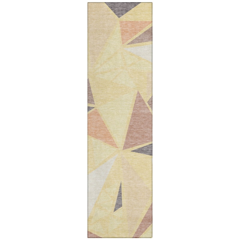 Machine Washable Indoor/ Outdoor Abstract Mosaic Chantille Rug