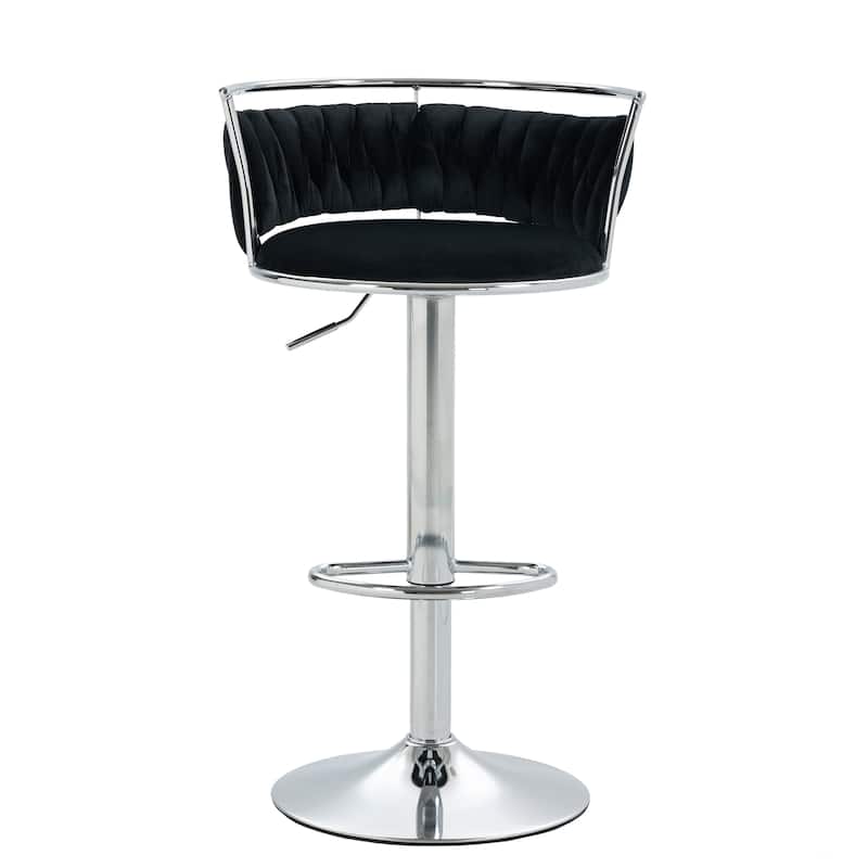 Set of 2 Velvet Adjustable Swivel Bar Stools