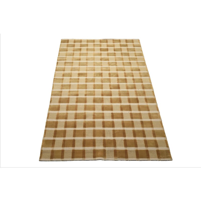 6'1''x9'2'' Hand Knotted Wool Moss Modern & Contemporary Cut Pile Rug - 6' 1'' x 9' 2''