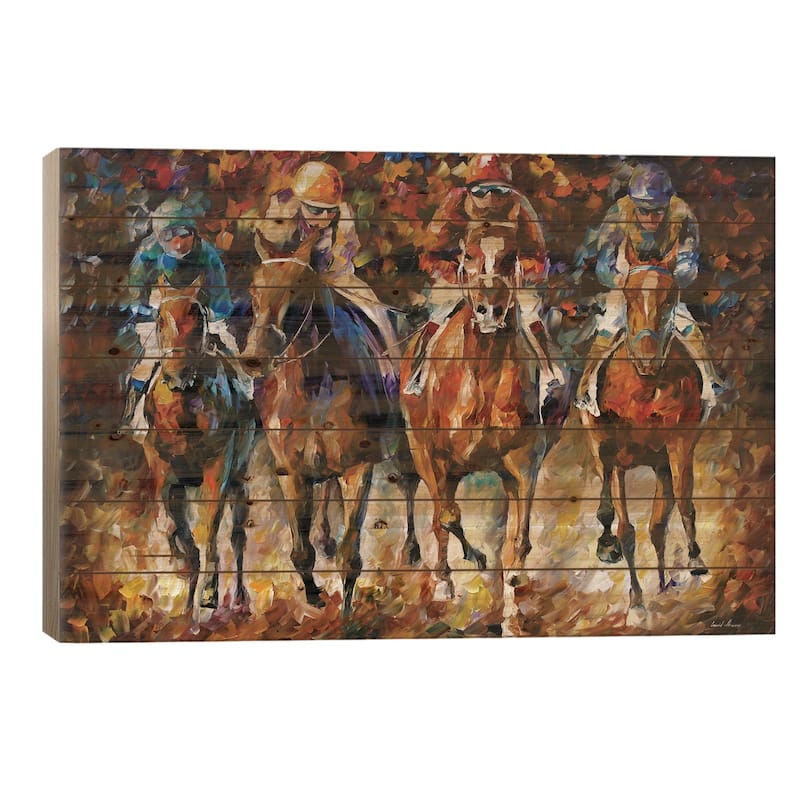 Follow The Leader Print On Wood by Leonid Afremov - Multi-Color - 18x26x1.5
