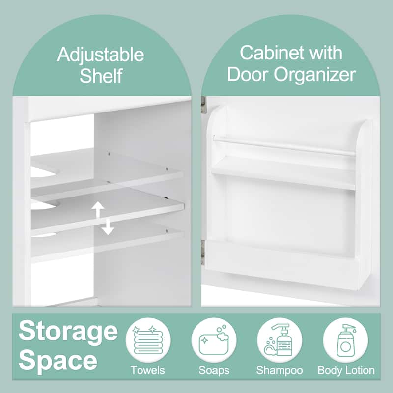 Roomfitters Bathroom Vanity with Sink, Small Cabinet with Door Shelf and Adjustable Shelf