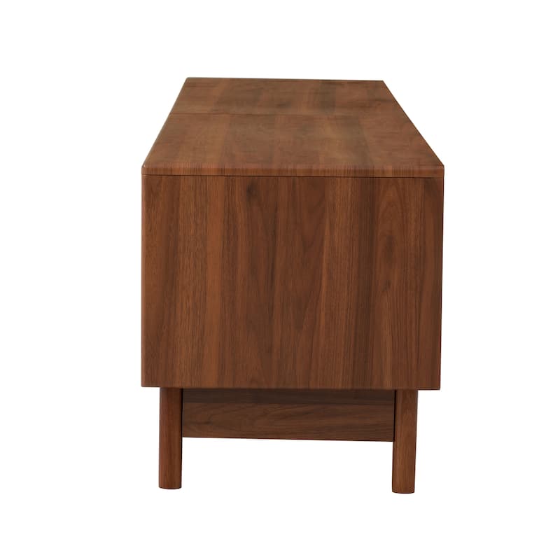 TV Stand for TVs up to 85", Mid Century Modern Entertainment Center with Glass Drawers, Wood TV Console Table