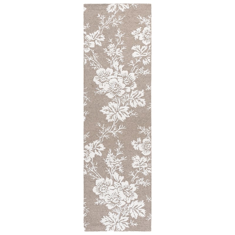 SAFAVIEH Handmade Glamour Riga Modern & Contemporary Viscose Rug - 2'3" x 8' Runner - Taupe/Ivory